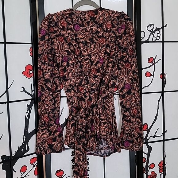 PROENZA SCHOULER PAISLEY PRINT GEORGETTE WRAP TOP - Picture 7 of 13